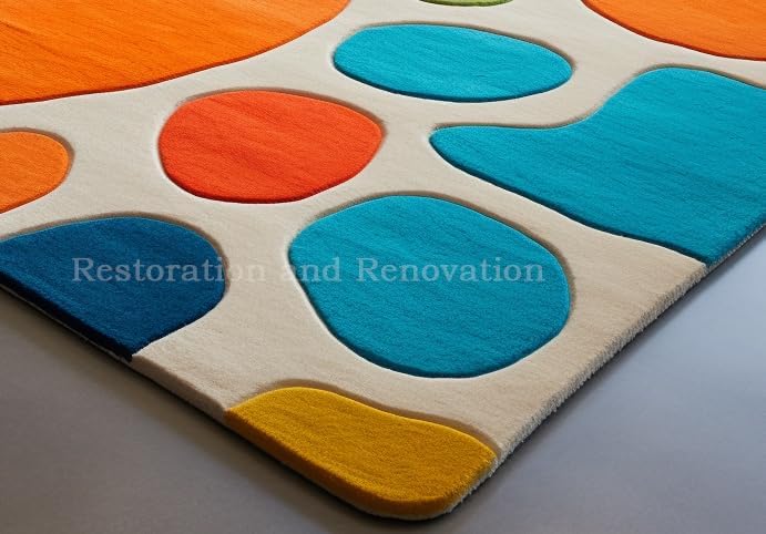 Modern Bubbles Saturated Colorful Abstract Design Wool Area Rug