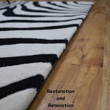 Modern Zebra Print Wool Rug in Black and White