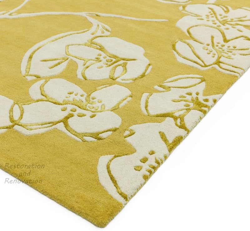 Premium Floral Wool Area Rug | Modern Handmade Vintage Garden Flowers Design