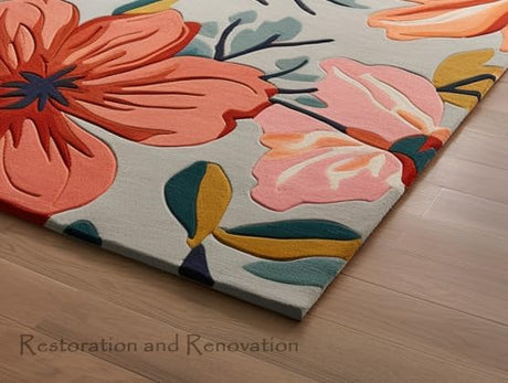 Hand-Tufted Floral Wool Rug | Modern Colorful Flower Design