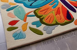 Modern Hand-Tufted Butterfly Pattern Wool Area Rug