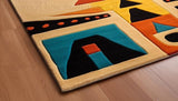 Traditional Tribal Pattern Wool Area Rug - Hand-Tufted Southwestren Design