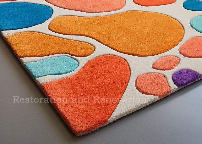 Modern Bubbles Saturated Colorful Abstract Design Wool Area Rug