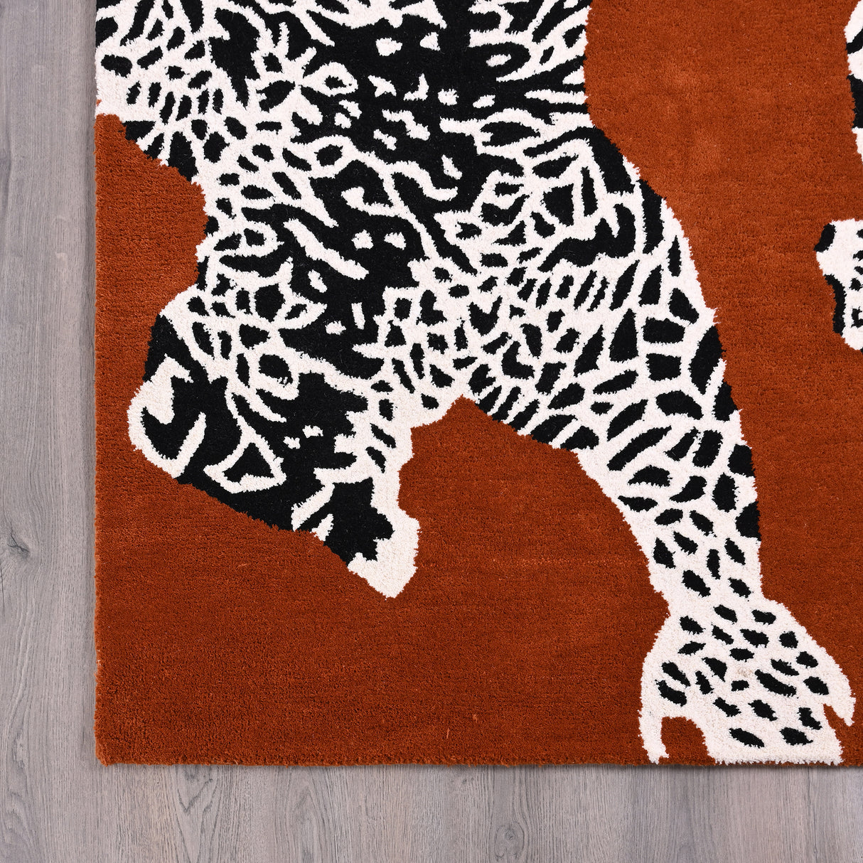 Climbing Jaguar Modern Handmade Wool Area Rug