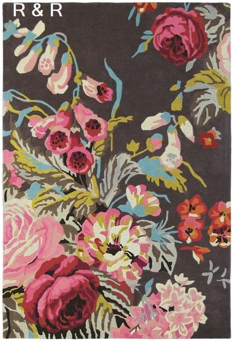 Handmade Rose Floral Area Rug with Garden Colorful Flowers