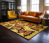 Modern Hand-Tufted Butterfly Pattern Wool Area Rug