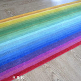 Colorful Rainbow Wave Wool Rug with Light Stripes