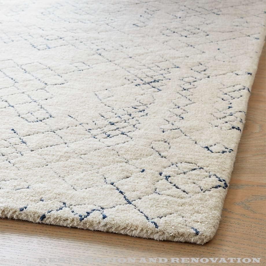 New Hand Made Floral, Kids, Modern, Herringbone Wool Area Rug