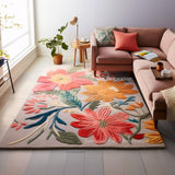 Handmade Wool Floral Area Rug for Living Room