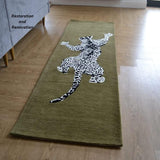 Modern Handmade Climbing Jaguar Wool Area Rug