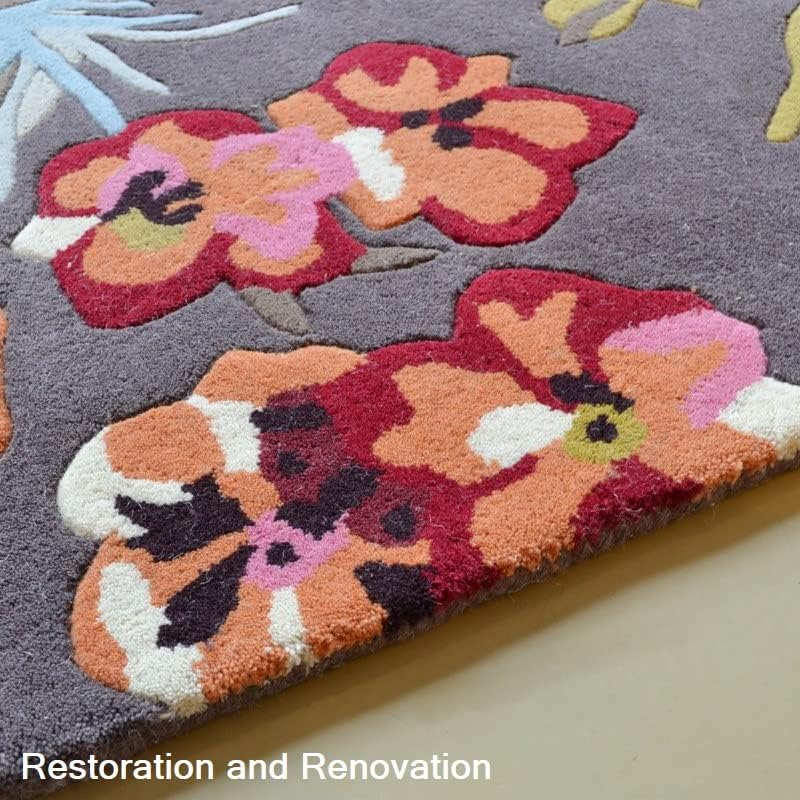 Handmade Rose Floral Area Rug with Garden Colorful Flowers