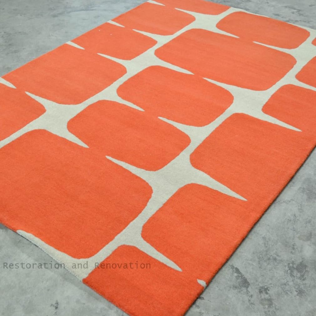 Modern Wool Area Rug - Contemporary Abstract Geometric Design