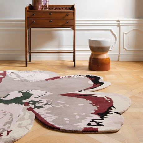 Premium Magnolia Floral Wool Area Rug