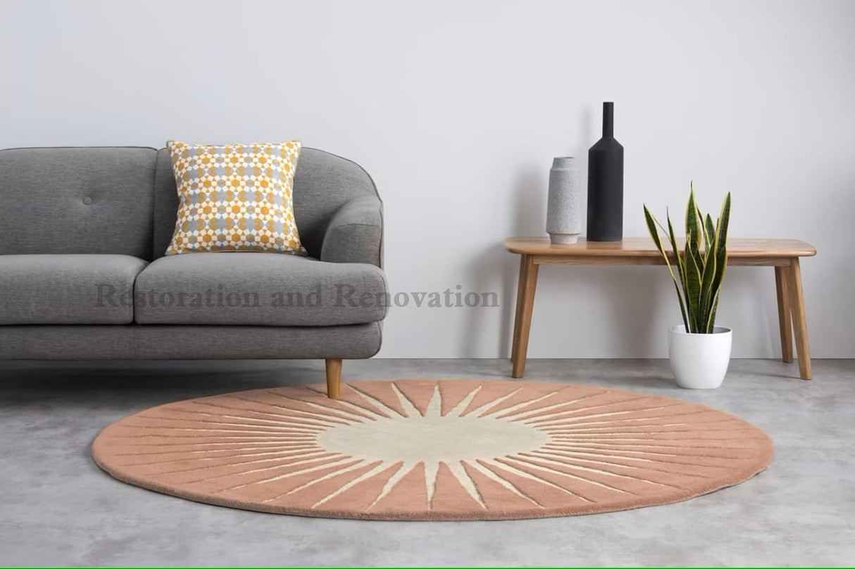 Modern Round Area Rug – Hand-Tufted with 100% New Zealand Wool