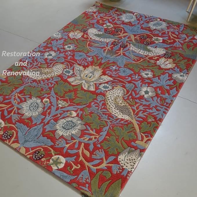 Premium Handmade Wild Stanberry Floral Wool Area Rug