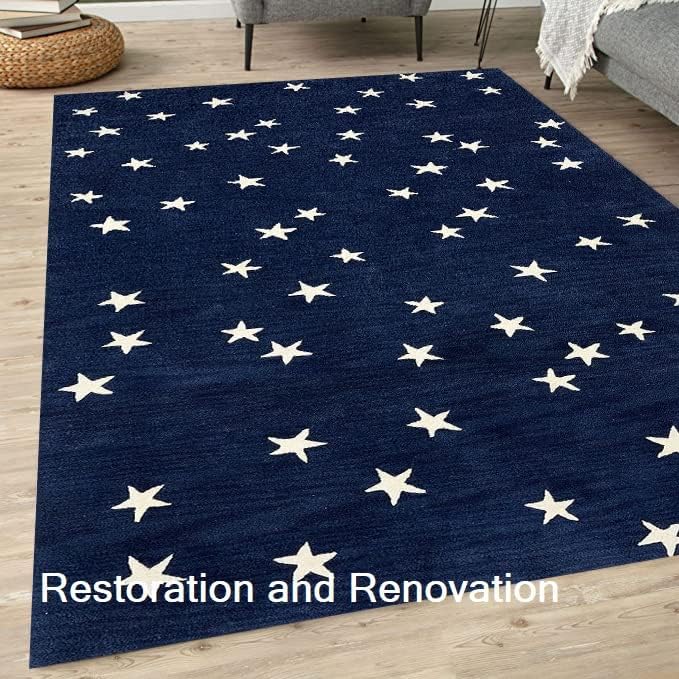 Hand-Crafted Premium Wool Area Rug with Starry Night Sky Design