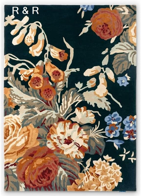 Handmade Rose Floral Area Rug with Garden Colorful Flowers