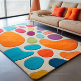 Modern Bubbles Saturated Colorful Abstract Design Wool Area Rug