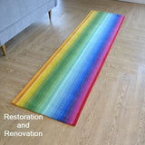 Colorful Rainbow Wave Wool Rug with Light Stripes