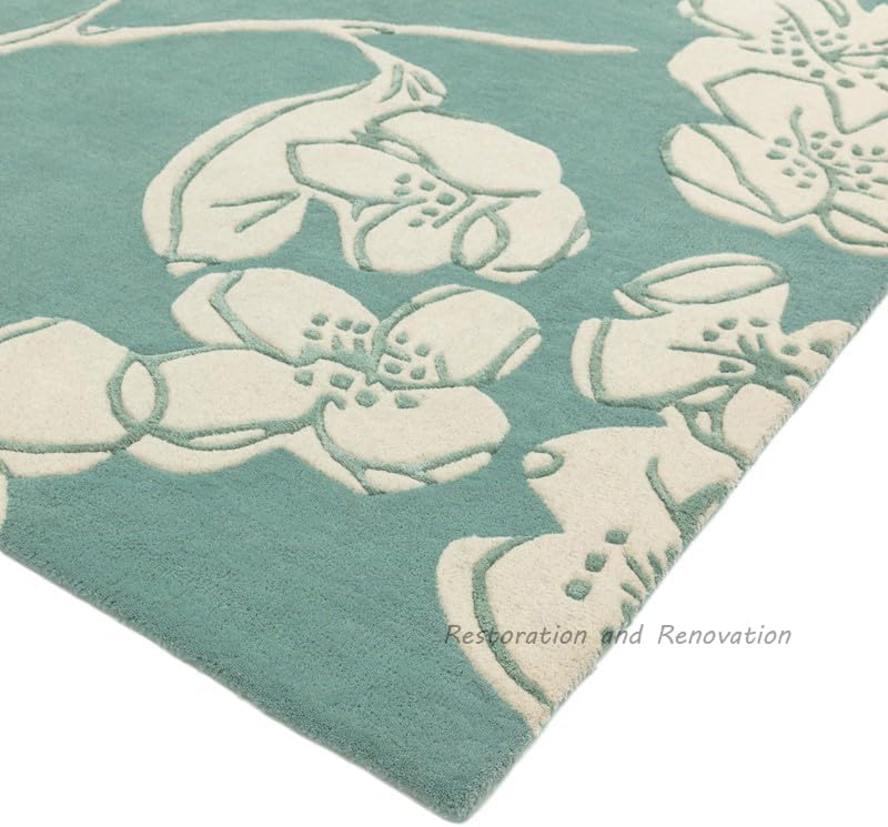 Premium Floral Wool Area Rug | Modern Handmade Vintage Garden Flowers Design