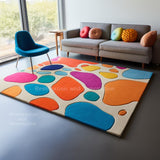 Modern Bubbles Saturated Colorful Abstract Design Wool Area Rug