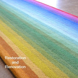 Colorful Rainbow Wave Wool Rug with Light Stripes