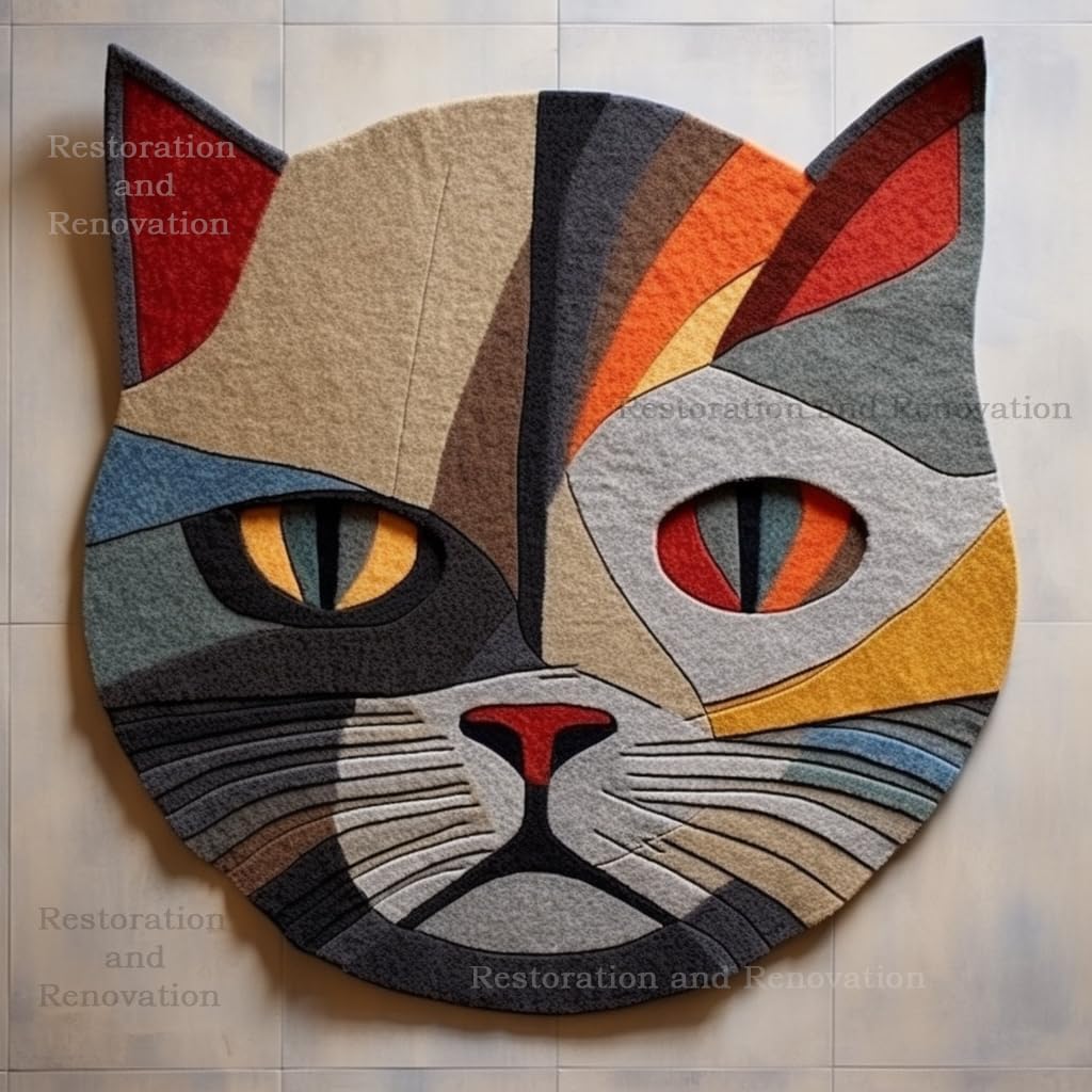 Modern Unique Cat Wool Round Rug