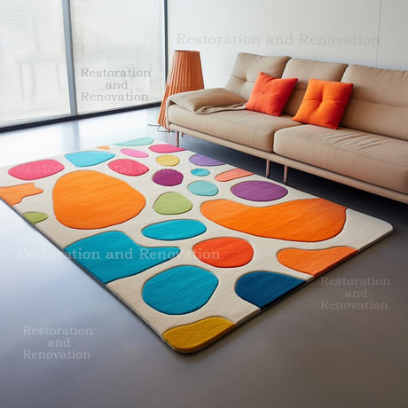 Modern Bubbles Saturated Colorful Abstract Design Wool Area Rug