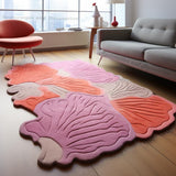 Modern Irregular Shape Wool Area Rug in Pink