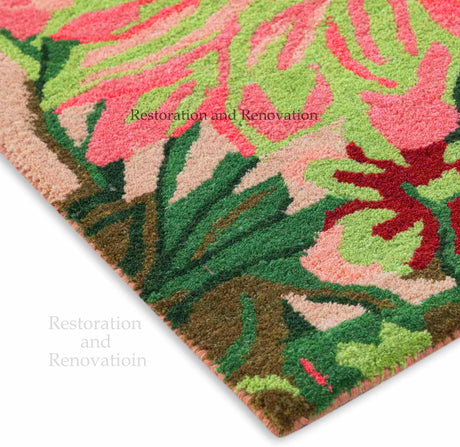 Modern Flower Area Rug - Colorful, Handmade Thick Soft Wool