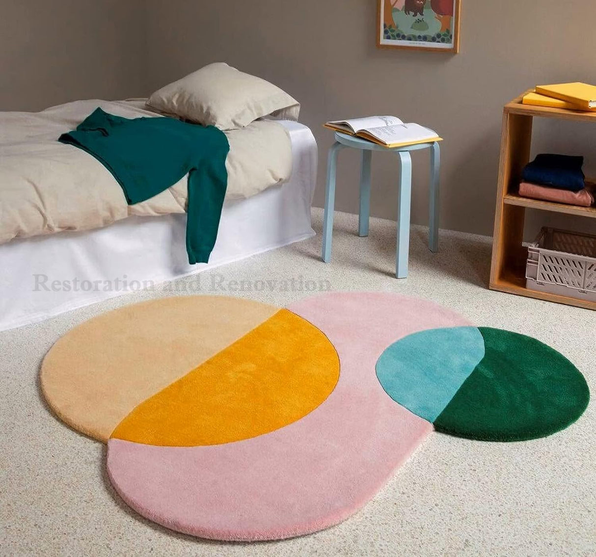 Geometric Circles Irregular Shape Rug