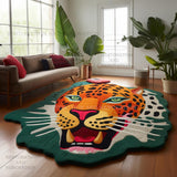 Modern Jaguar Wool Area Rug - Hand-Tufted Unique Irregular Shape