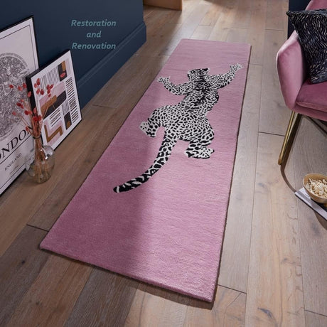 Modern Handmade Climbing Jaguar Wool Area Rug