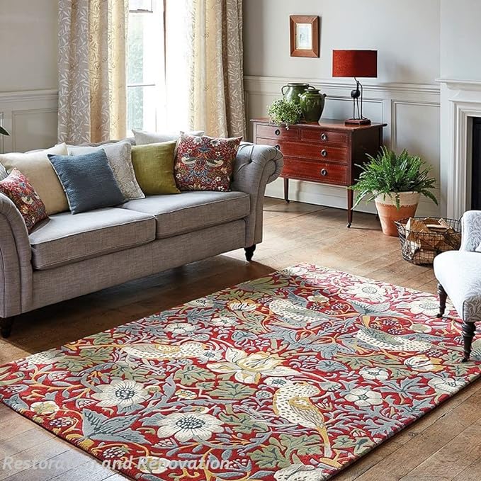 Premium Handmade Wild Stanberry Floral Wool Area Rug