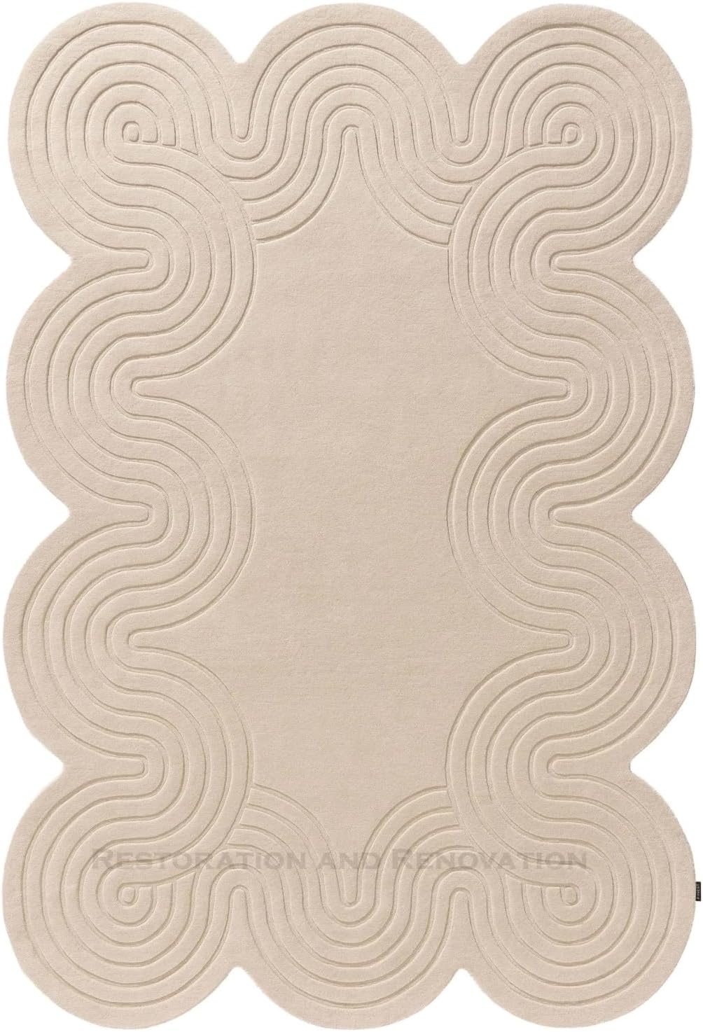 Scalloped Edge Modern Wool Area Rug | Unique Wavy Contour Design