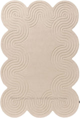 Scalloped Edge Modern Wool Area Rug | Unique Wavy Contour Design