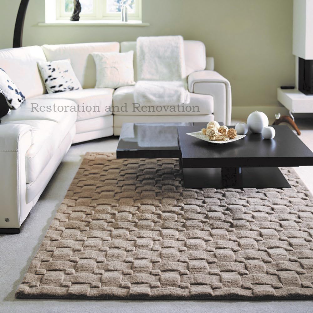 Hand-Tufted Basketweave Wool Area Rug