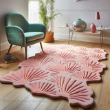 Modern Irregular Shape Wool Area Rug in Pink