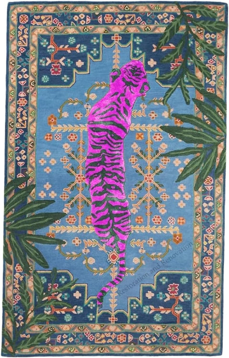 Hand Tufted Bengal Tiger Animal Print Wool Area Rug