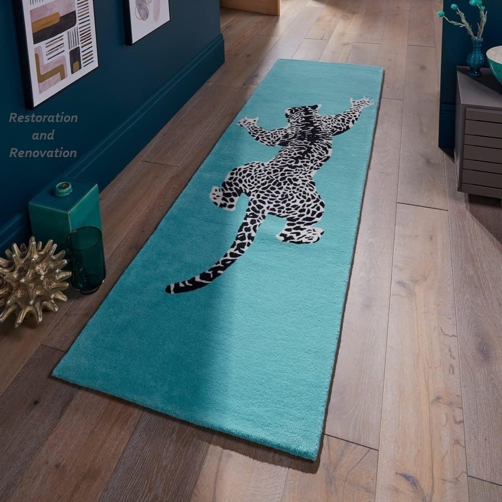 Modern Handmade Climbing Jaguar Wool Area Rug