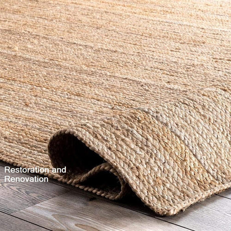 Handwoven Jute Area Rug - Natural Fiber Rug for Home Decor