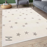 Hand-Crafted Premium Wool Area Rug with Starry Night Sky Design