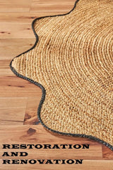 New Scalloped Jute Hartley Rug Hand Made Rug 100% Natural Jute