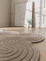 Scalloped Edge Modern Wool Area Rug | Unique Wavy Contour Design