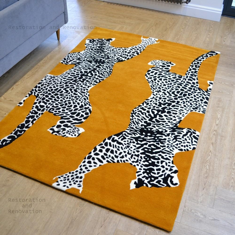 Climbing Jaguar Modern Handmade Wool Area Rug