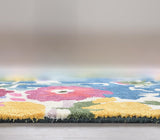 Premium Handmade Floral Viscose Area Rug - Vibrant Colorful Flower Pattern, Soft & Thick Carpet