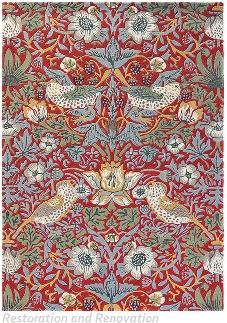 Premium Handmade Wild Stanberry Floral Wool Area Rug