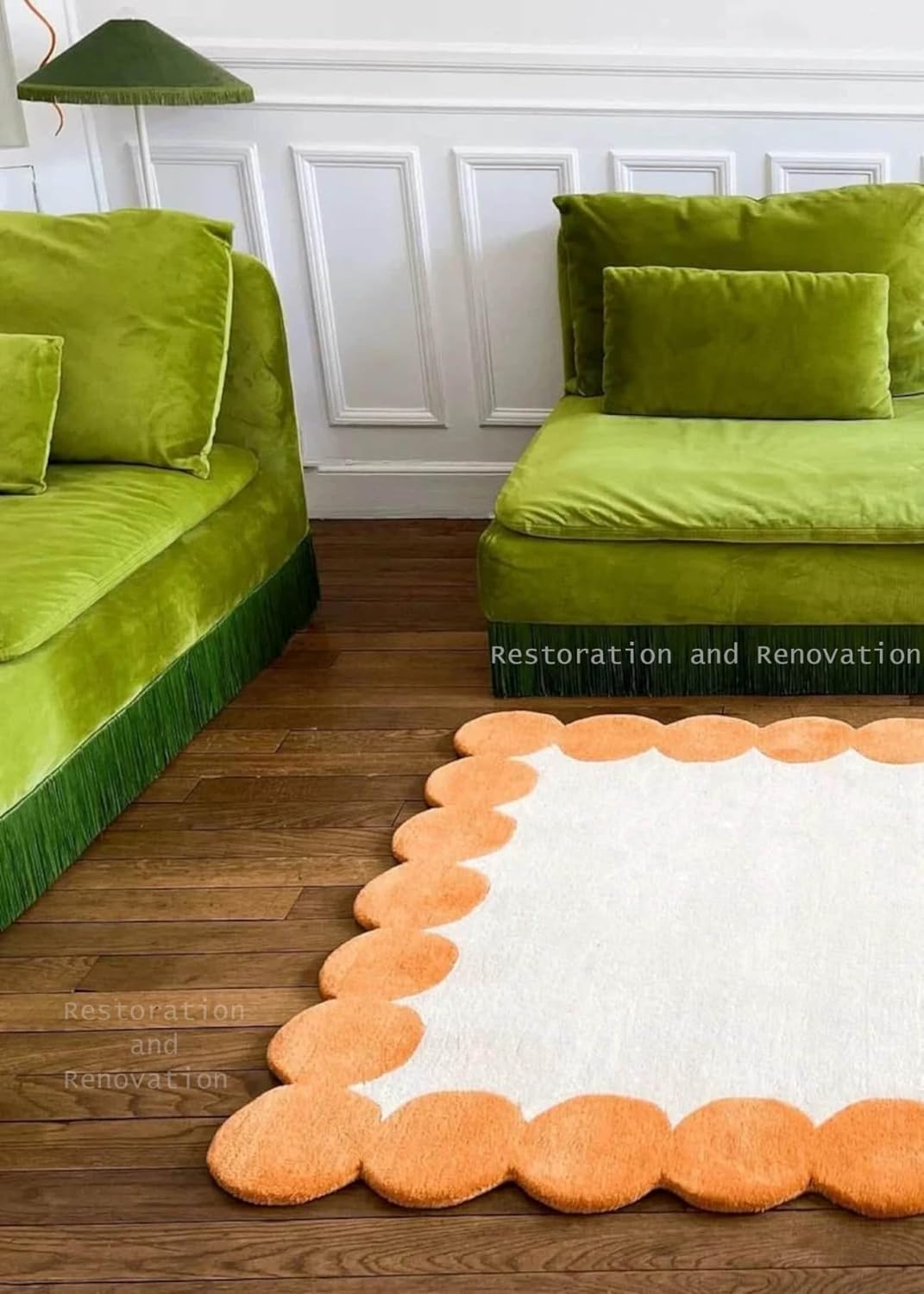 Hand-Tufted Irregular Shape Wool Area Rug