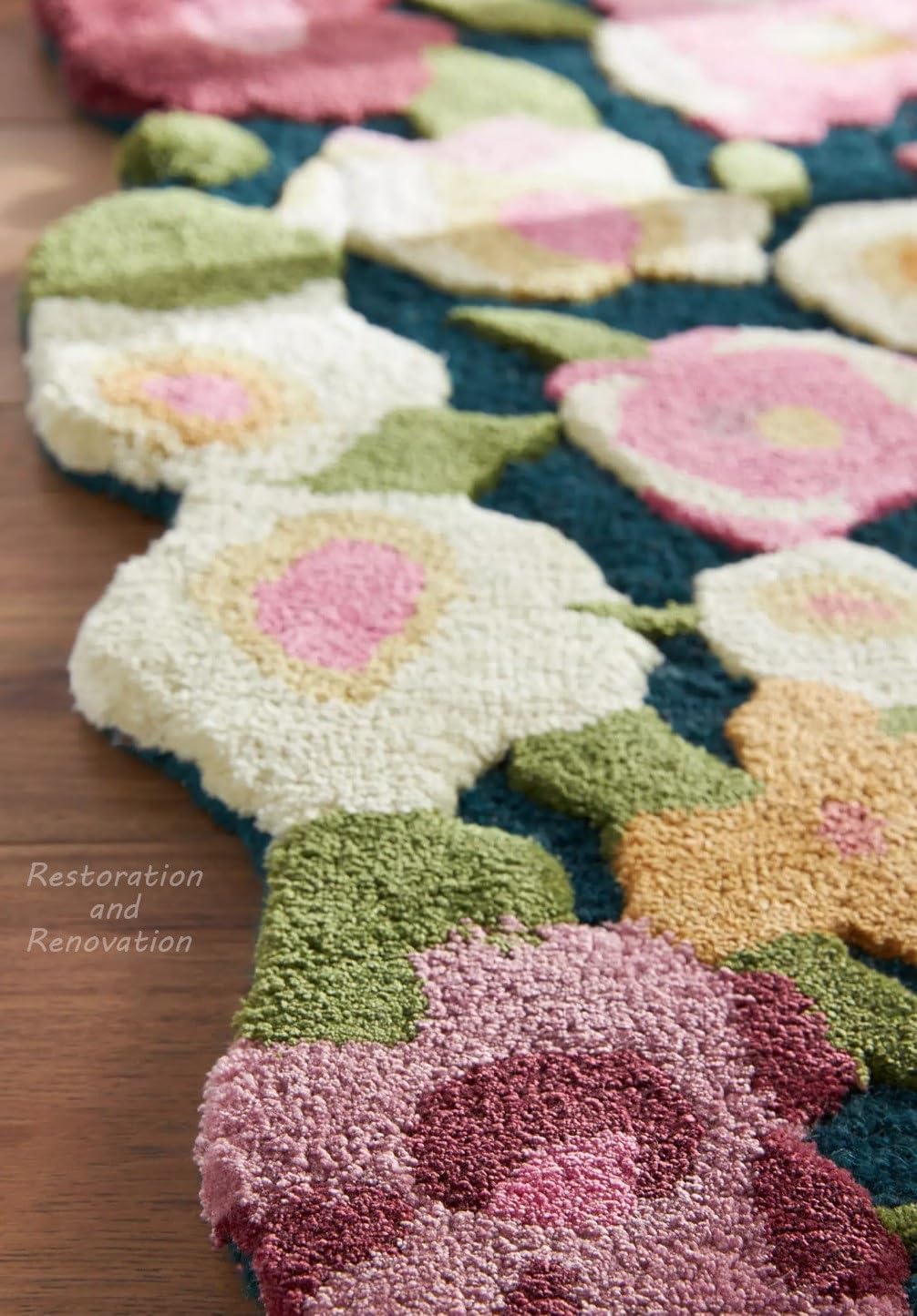 Handmade Colorful Flower Silk & Wool Area Rug