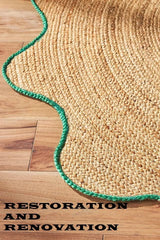 New Scalloped Jute Hartley Rug Hand Made Rug 100% Natural Jute